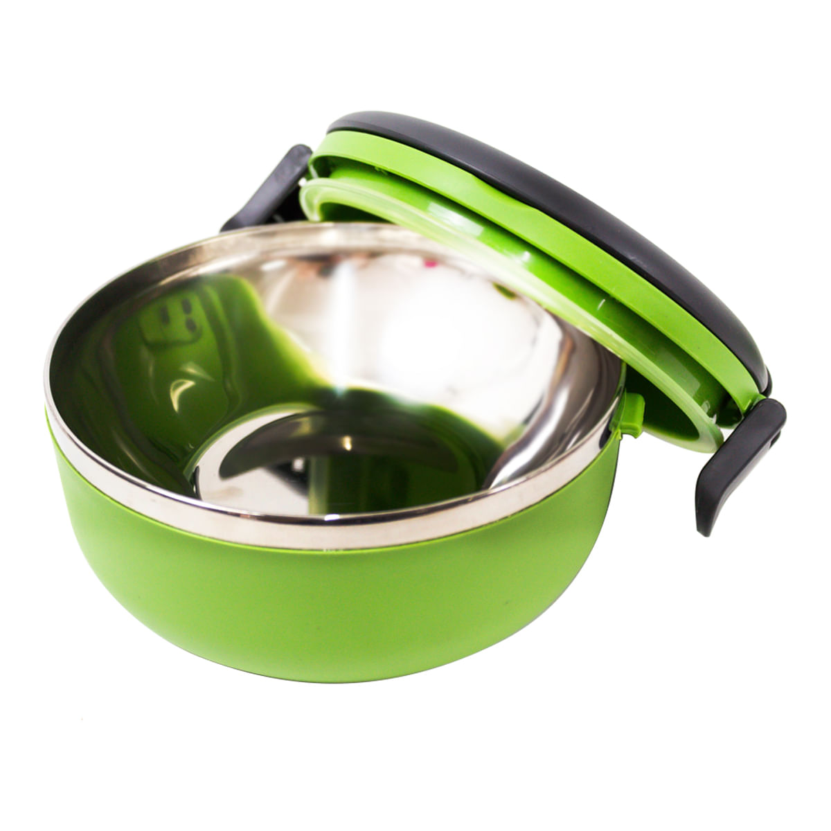 Marmita Termica Inox Fitness Verde Pote Plastico Duplo 1,5 L