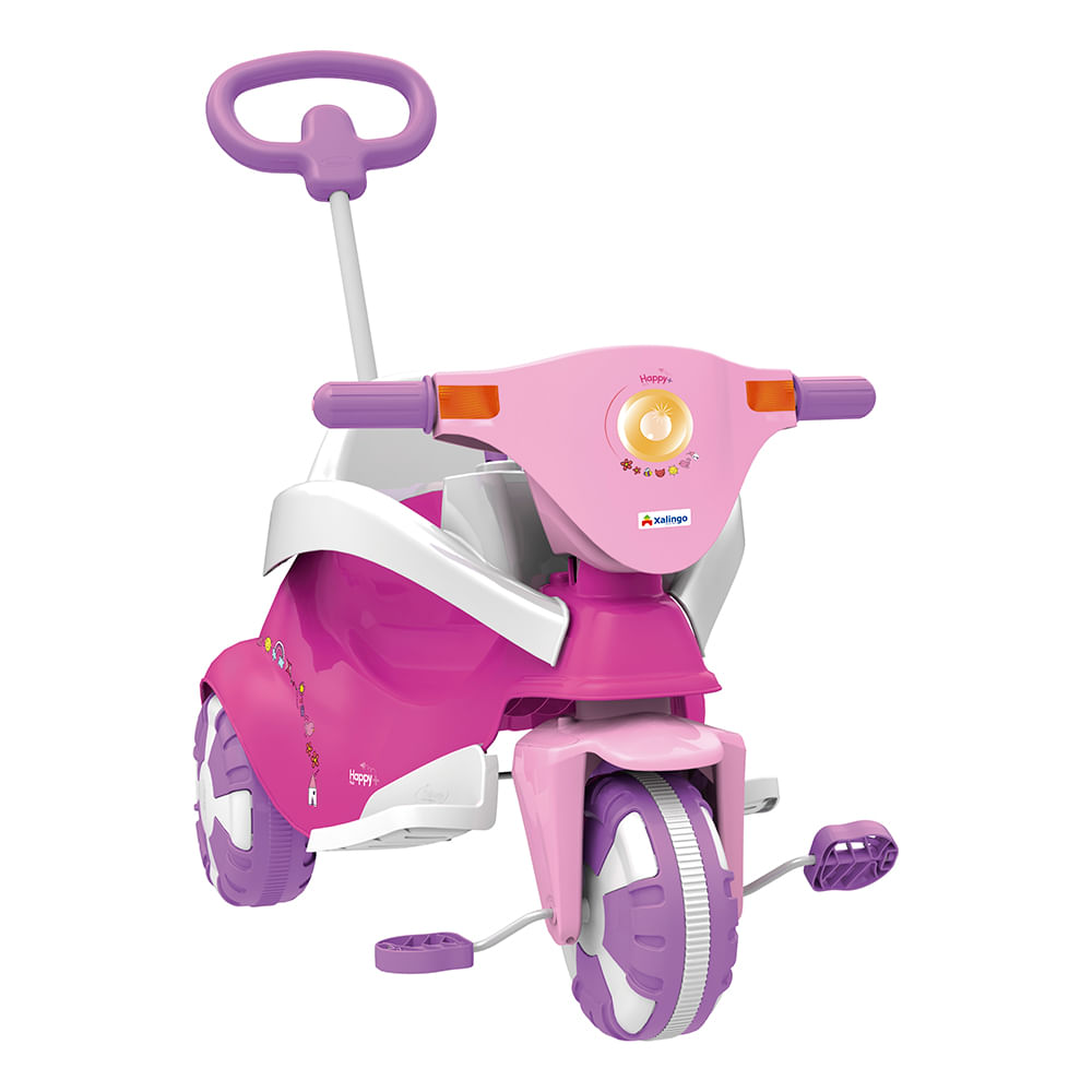 Triciclo Motoca Infantil Com Empurrador Removível - Rosa