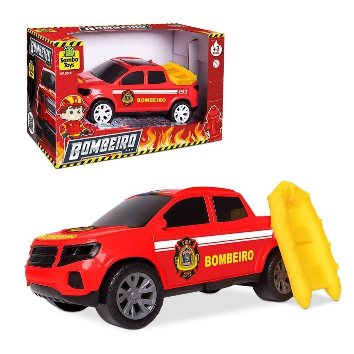 Brinquedo Caminhao Bombeiro Mini Truck 073 - Samba Toys