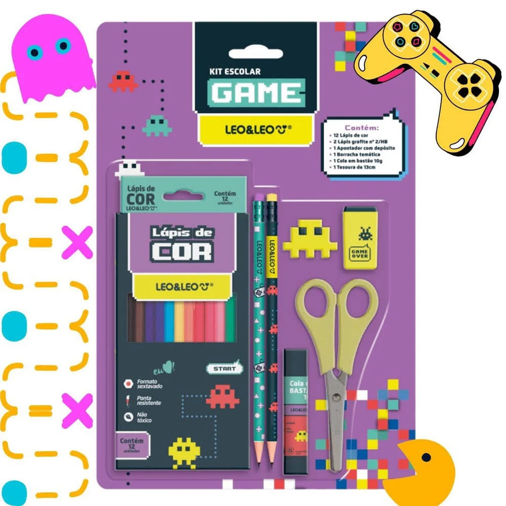Kit Escolar Game HB com 4 peças - LEO&LEO
